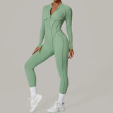 Long Sleeve Zip-Front Yoga Jumpsuit