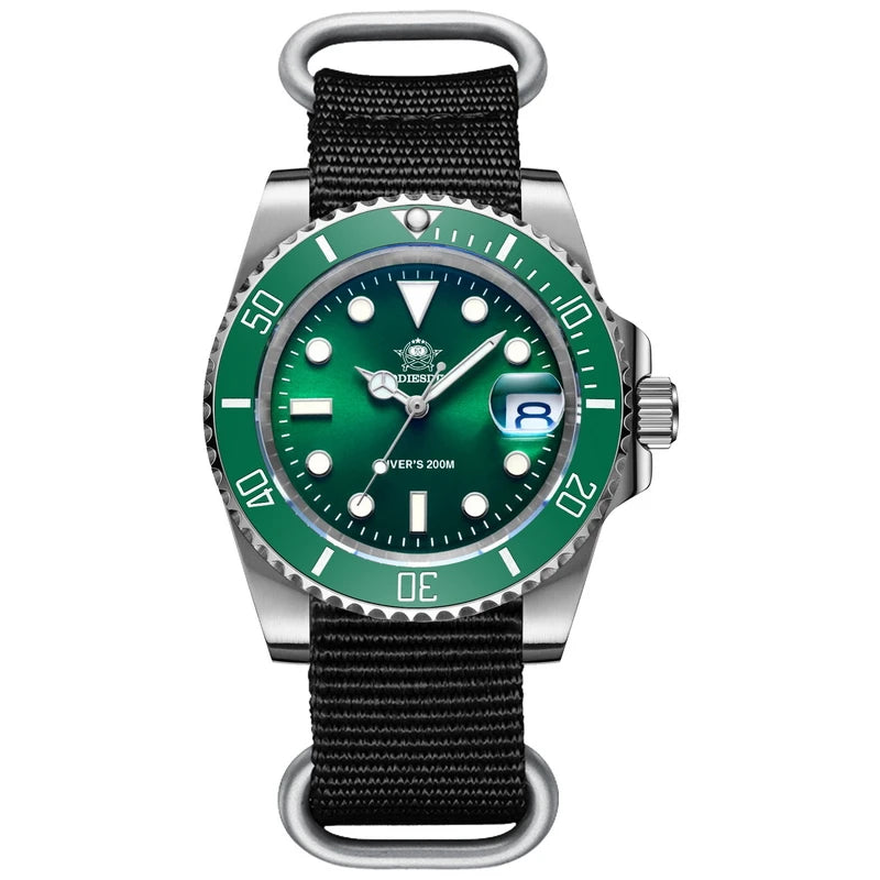 ADDIESDIVE NEW Luxury Men’s Quartz Watch 200M Diver Watch BGW9 Super Luminous Ceramic Bezel Stainless Steel Business Wristwatch