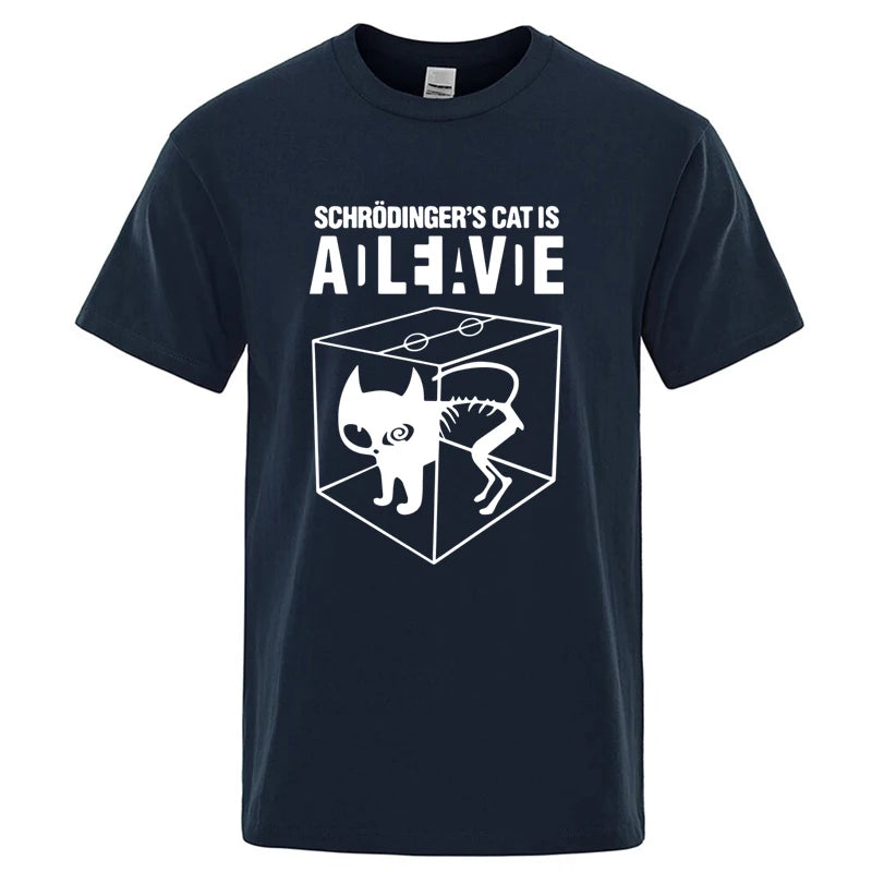 Men's T-shirt Top Quality Cotton Schrodinger's Cat Print Summer Short Sleeve Men T Shirt Casual The Big Bang Theory Mens Tshirt