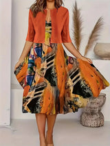Floral Print Two-Piece Dress Set