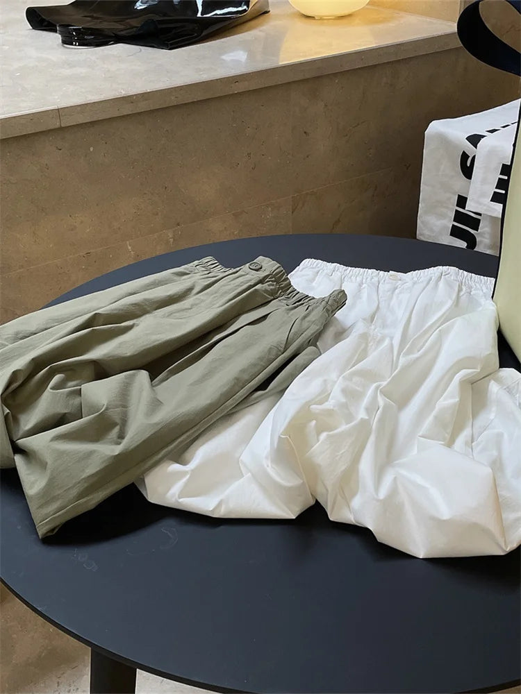 Women’s High-Waist Cotton Wide-Leg Pants