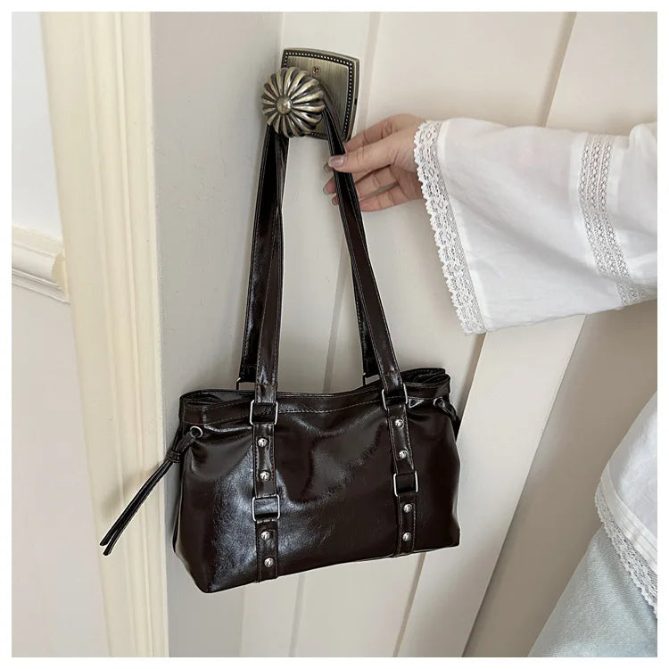 Women's Retro PU Leather Shoulder Tote Bag