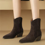 MORAZORA Size 34-44 Cow Suede Leather Western Boots Women Autumn Winter Cowboy Boots Handmade Ankle Boots For Women Shoes
