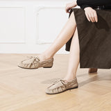 AIYUQI 2026 New Women's Flats Shoes Hand-sewn Pleats Women Loafers Large Size Casual Leather Female Shoes
