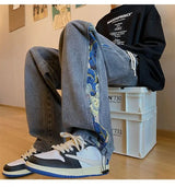 Men’s Bear Embroidered Wide-Leg Jeans