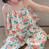Girls' Floral Vest & Anti-Mosquito Suit