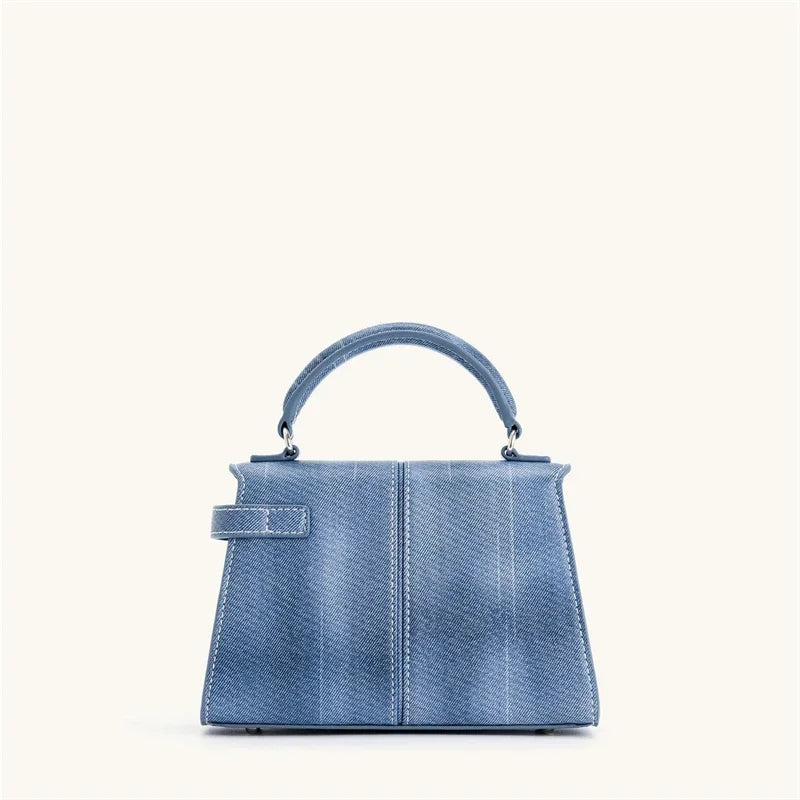 Elise Designer Tote – Premium Denim Blue Genuine Leather Crossbody Bag