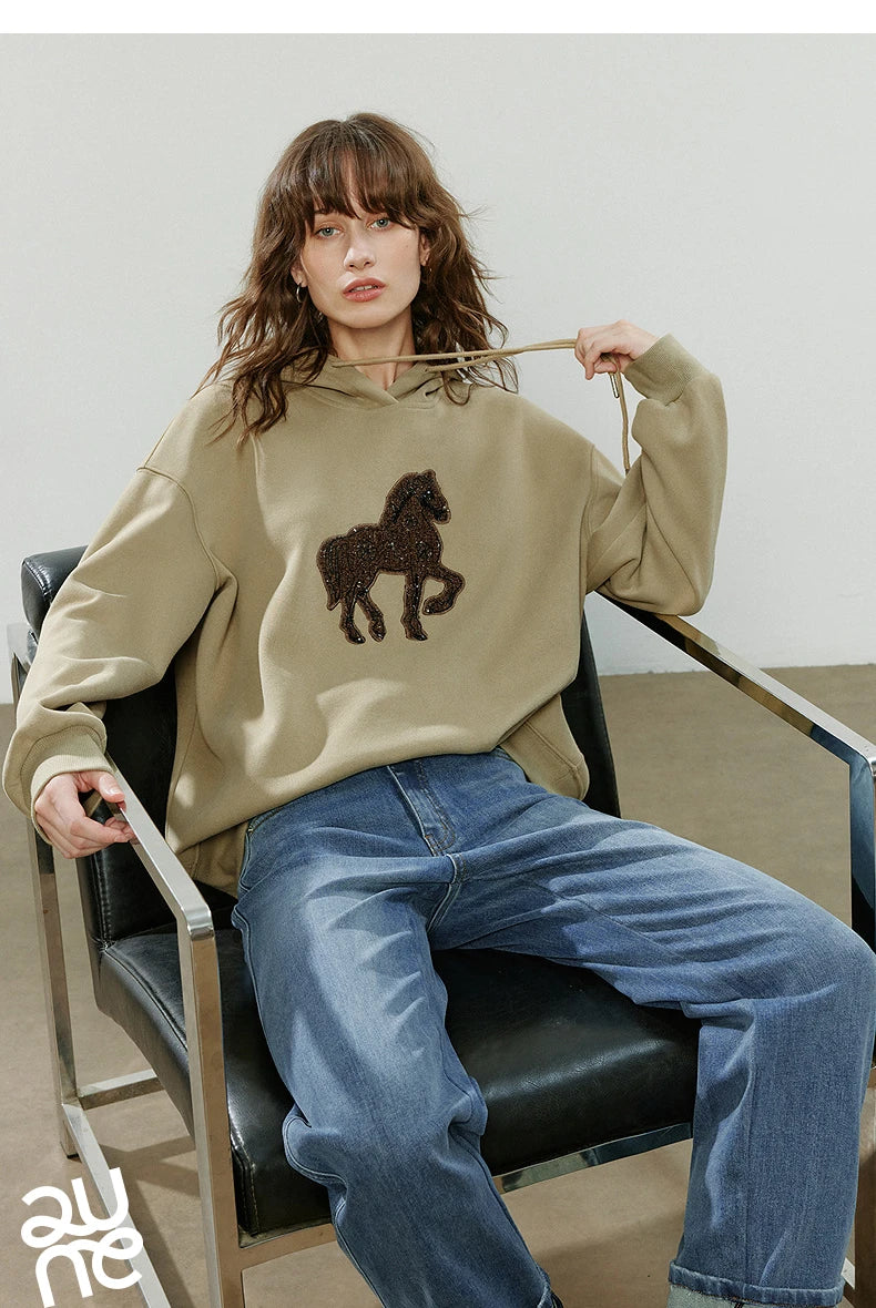 Women's Embroidered Relaxed-Fit Hoodie