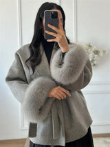 Fox Fur Trim Wool Overcoat