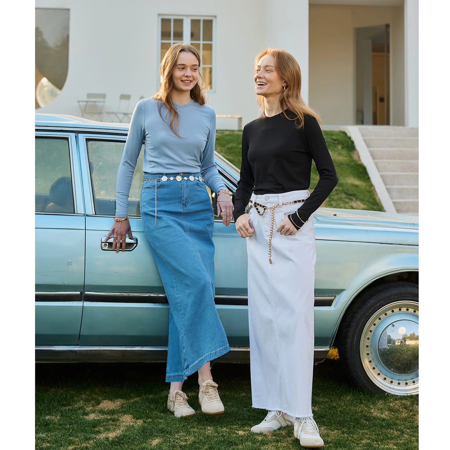 Women's Cotton Denim Midi Skirt | Spring 2026