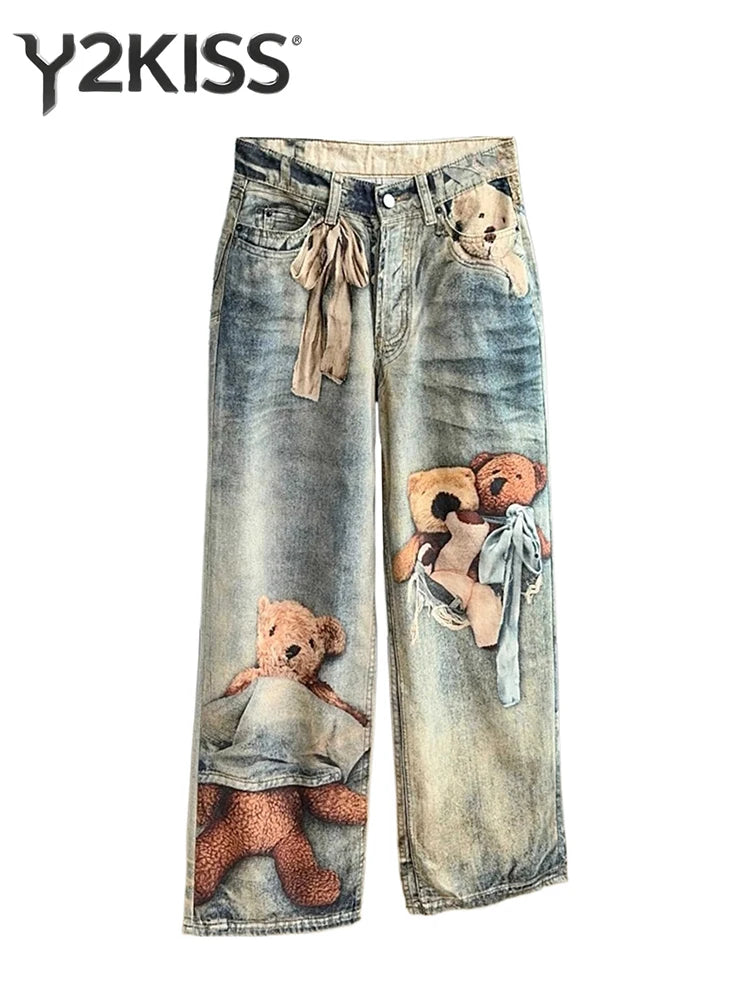 Women's Graphic Print Baggy Jeans – Harajuku Denim