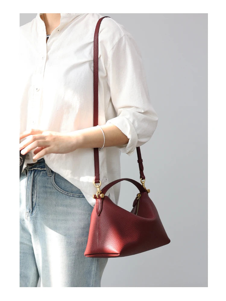 2024 Women Genuine Leather Luxury Handbags Small Size Versatile Cowhide Crossbody Bag Fashion Soft Messenger Purses