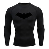 Summer Casual Run Compression T-Shirt Men Tops Bat Print Quick-Dry Fitness Gym Sportswear MMA Rashguard Jersey Workout Tee Male