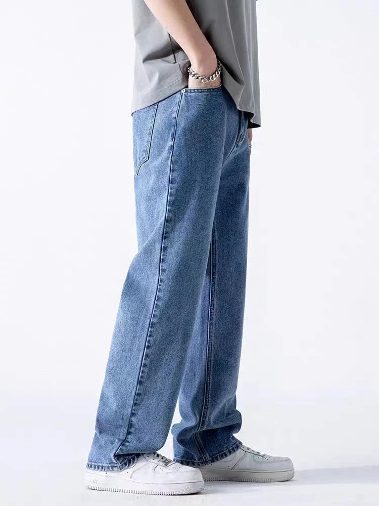 Men's Loose Straight-Leg Cotton Blend Jeans