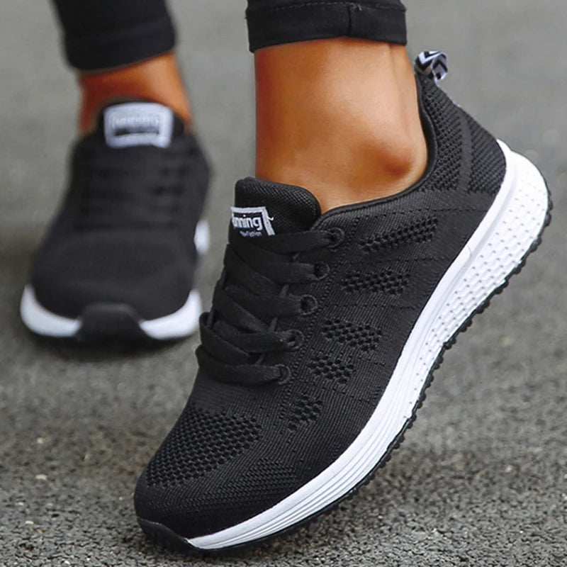 Women's Canvas Lace-Up Flat Casual Sneakers