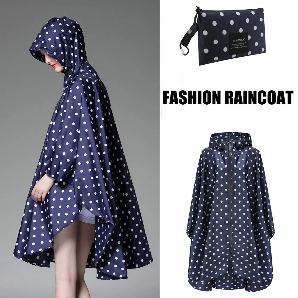 Women's Elegant Waterproof Poncho Raincoat – All Sizes