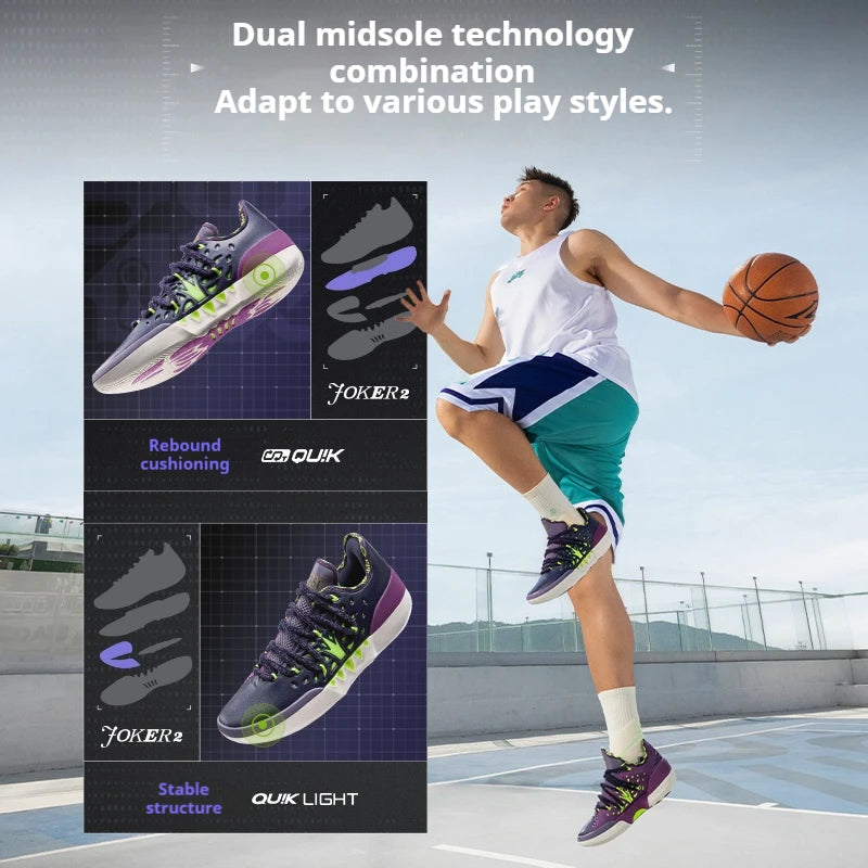 361 Degrees Joker 2 Low Men Basketball Shoes New Nikola Jokic Breathable Shock-Absorbing Wear-resistant Male Sneaker 672611110