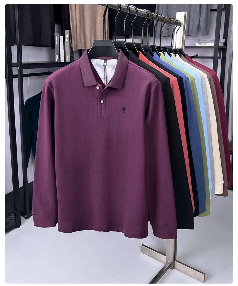 Premium Cotton Embroidered Long Sleeve Polo Shirt