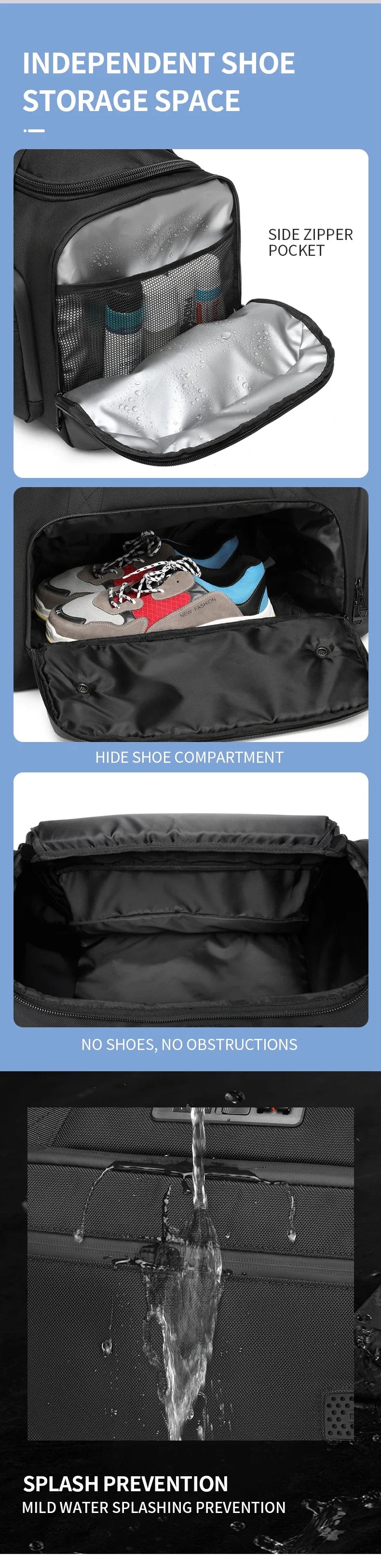 OZUKO Waterproof Bag Bagsmart Handbags Large Capacity Carry On Luggage Bags Men Business Duffel Shoulder Outdoor Tote Weekend
