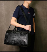 2024 New Cow Genuine Alligator Leather Travel Bags Luxury Men Large Capacity Portable Male Shoulder Bags Brand Travel Duffle Bag