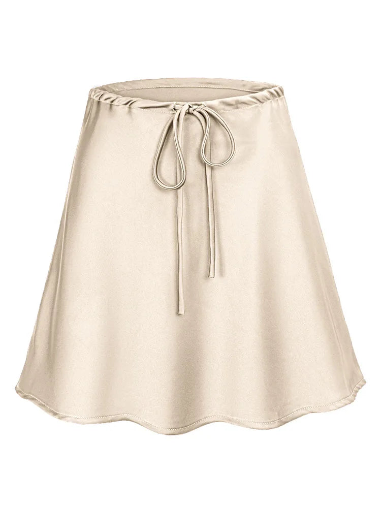 Satin Mini Skirt – Women's Elegant A-Line