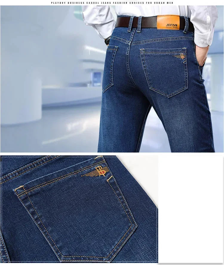 Men's Classic Straight-Leg Denim Jeans | Blue & Black