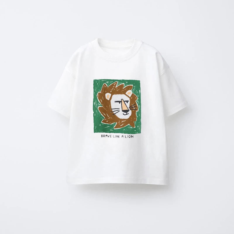 Solid Color Printed T-shirt For Kids Clothing Summer Short-sleeved Tops Fashion Simple Comfort Baby Girl And Boy Tshirts 1-7 Age