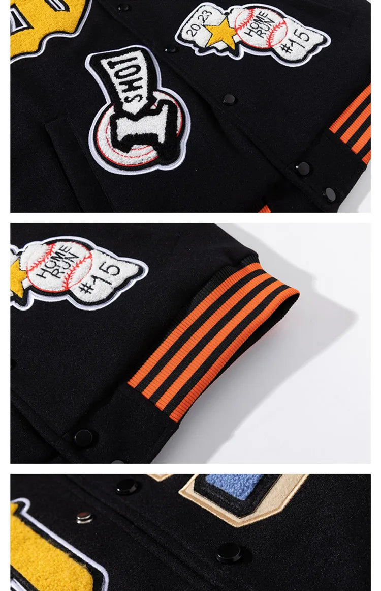 Retro Embroidery Varsity Jacket