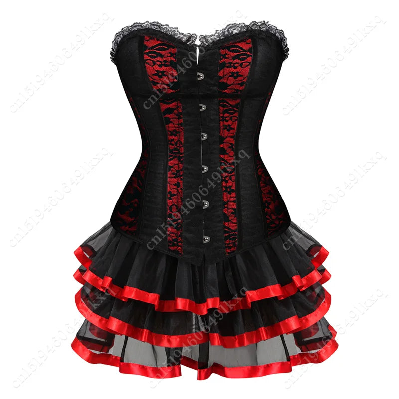 Women's Corset Dress with Straps & Lace | Plus Size Bustier Set