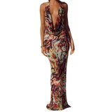 Floral V-Neck Sleeveless Maxi Dress