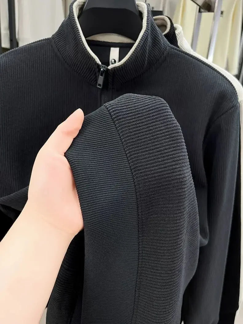 Autumn Men's Sweatwear Warm Pullover Solid Half Zipper Casual Long Sleeve Hoodie Thicken Half Turtleneck Sweatshirts Winter Tops
