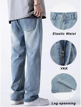 Men's Loose Straight-Leg Cotton Blend Jeans