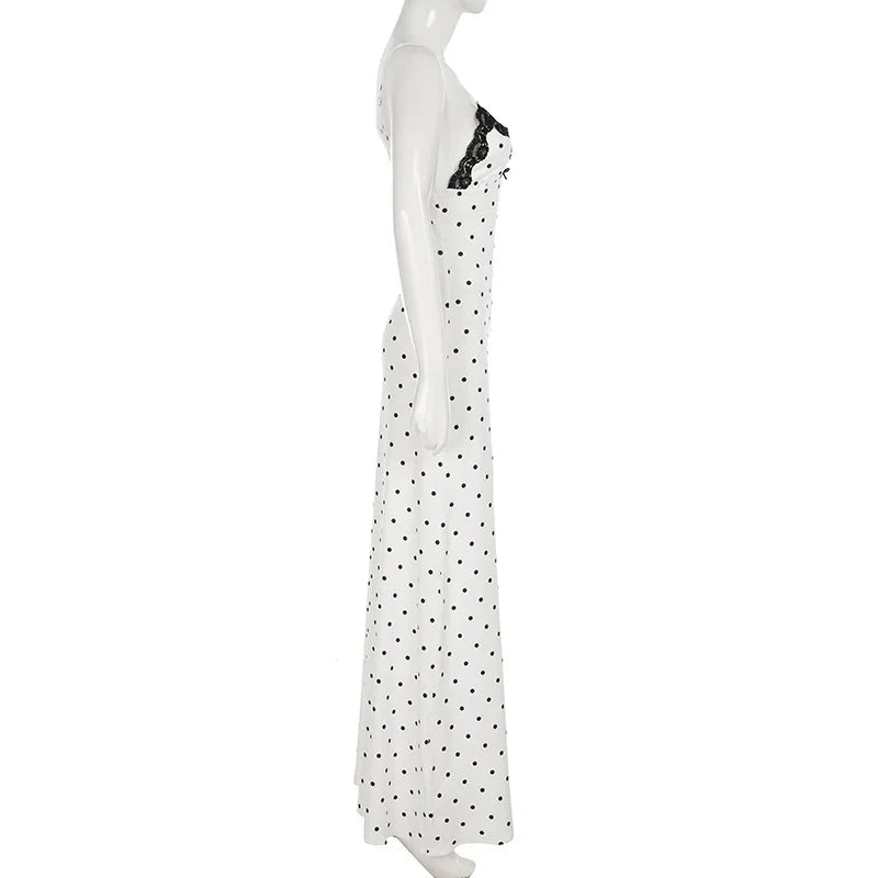 V-Neck Lace Patchwork Maxi Gown