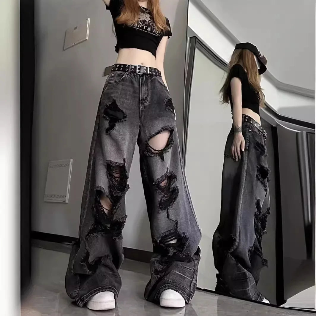 American Style Ripped Bell-Bottom Jeans
