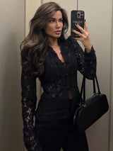 Summer Elegant Lace Hollow Out Party Blouse
