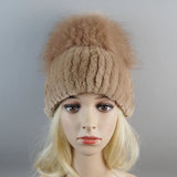 Women's Luxury Rex Rabbit & Fox Fur Beanie Hat