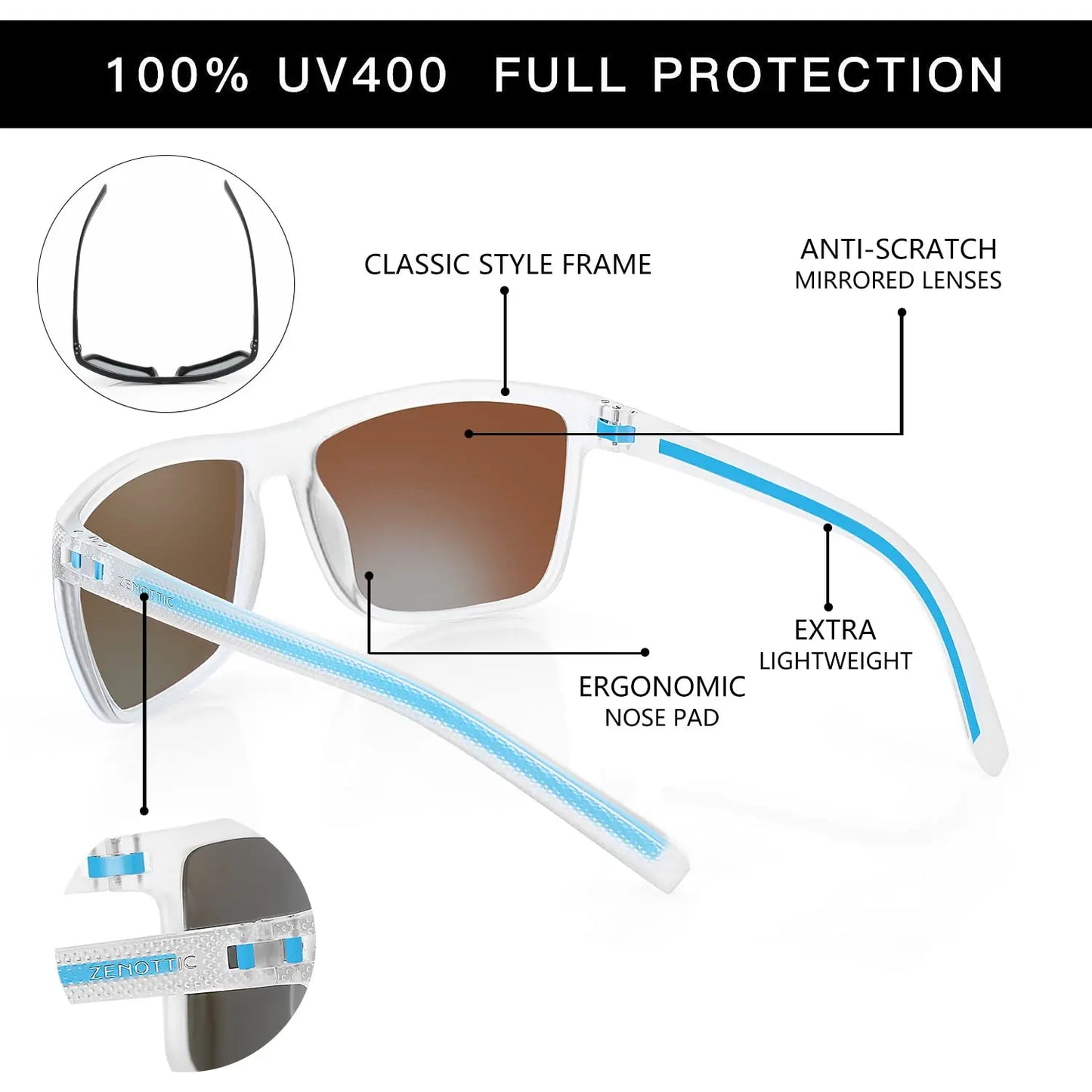 Zenottic Men's Polarized Sunglasses – UV400 TR90 Frame