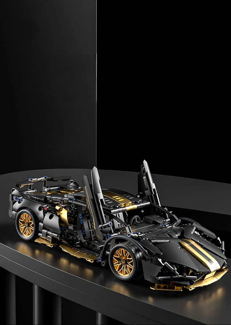 Technology 1:14 Black Supercar racing building blocks assembled brick car toy gift for boys birthday present