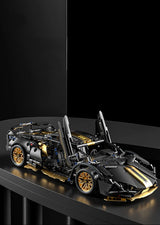 Technology 1:14 Black Supercar racing building blocks assembled brick car toy gift for boys birthday present