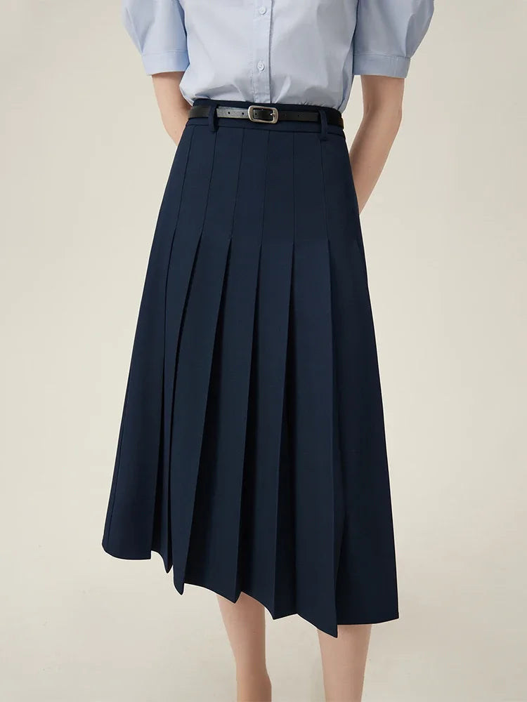 Women's Pleated Midi Skirt – Elegant Office Style