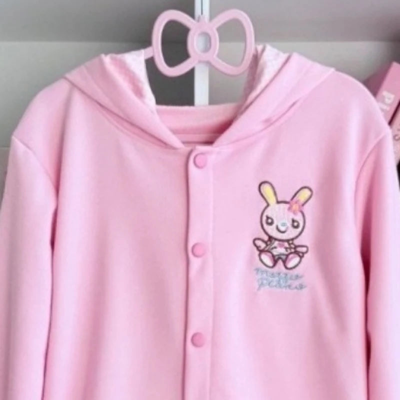 Women's Bunny Ear Embroidered Zip-Up Hoodie