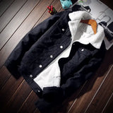 Men’s Winter Sherpa-Lined Denim Jacket – Slim Fit Padded Fleece Coat