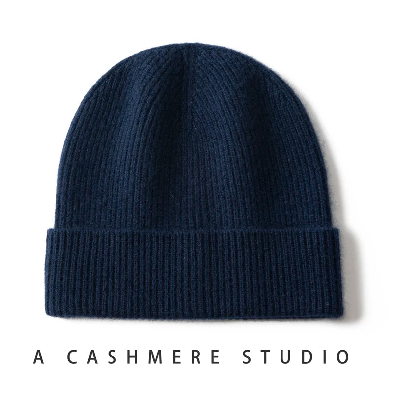MERRILAMB Men's Pure Cashmere Ribbed Beanie | Soft & Warm