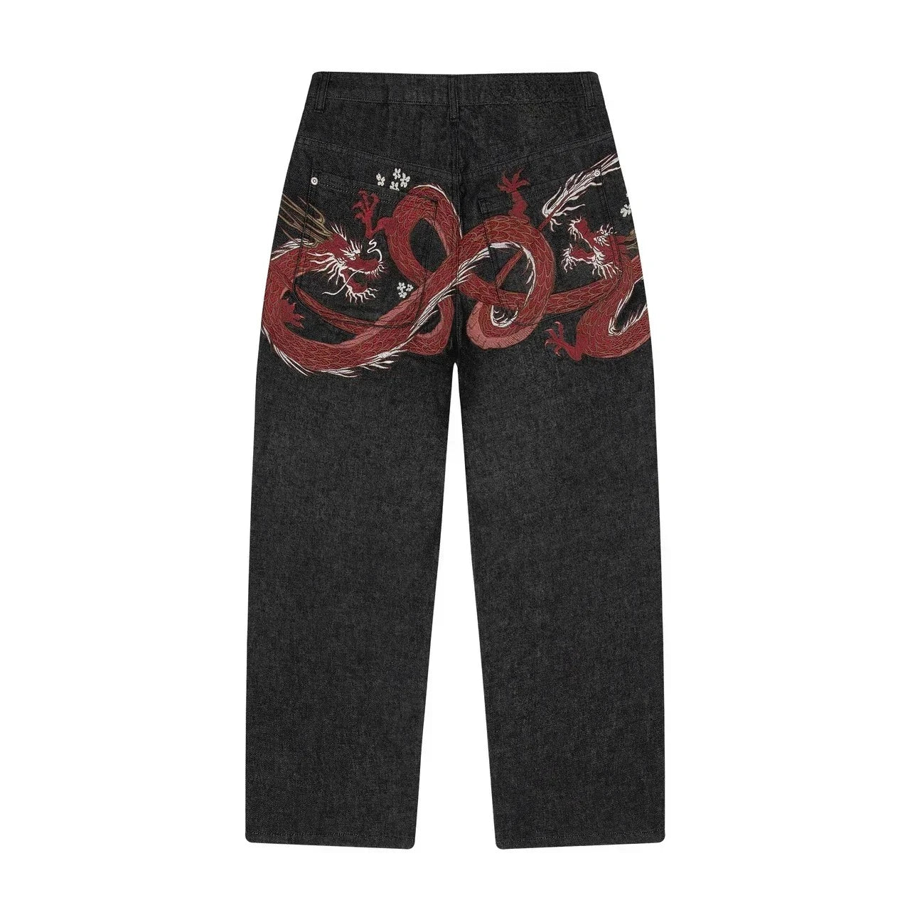 Y2K Harajuku Wide-Leg Jeans | Vintage Plum Blossom Embroidery