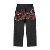 Y2K Harajuku Wide-Leg Jeans | Vintage Plum Blossom Embroidery