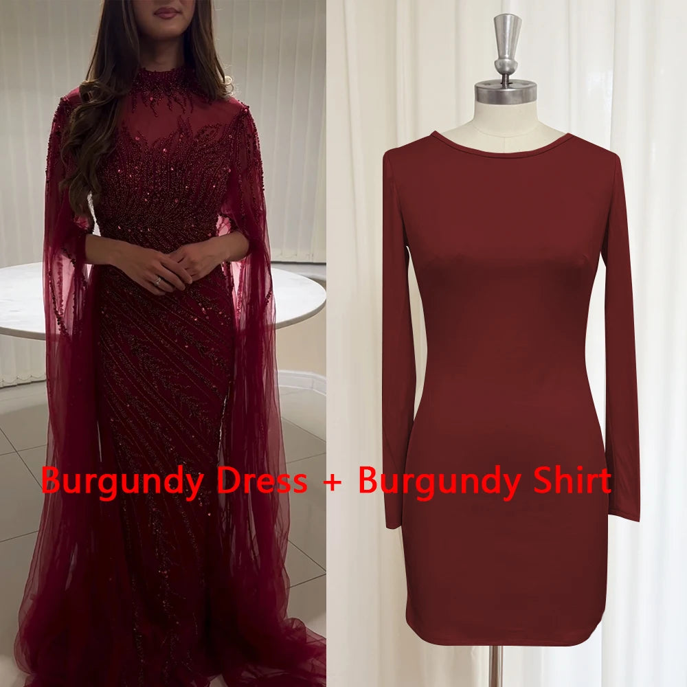 Luxury Beaded Mermaid Evening Gown | Cape Sleeve