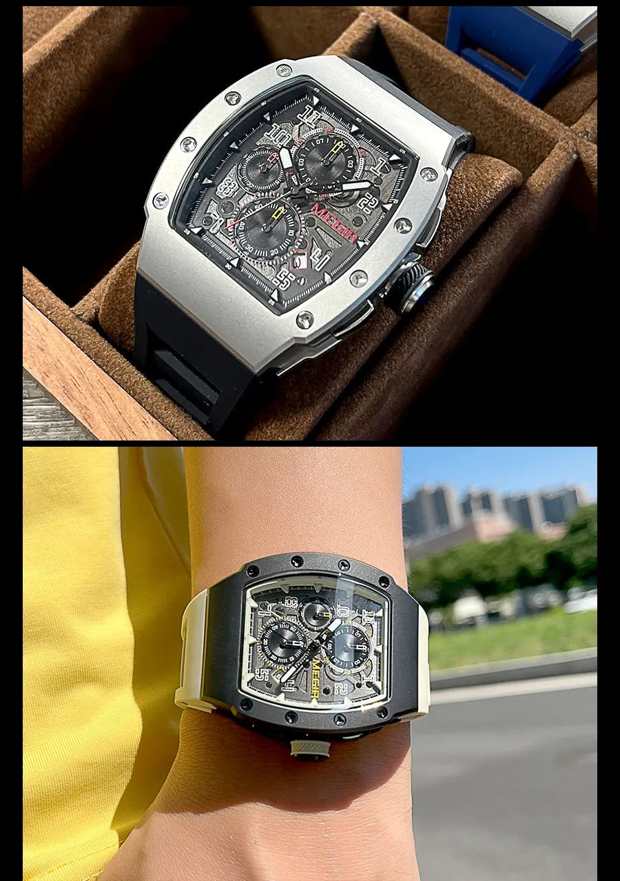 Men's Sport Chronograph: Stainless Steel Waterproof Quartz Watch