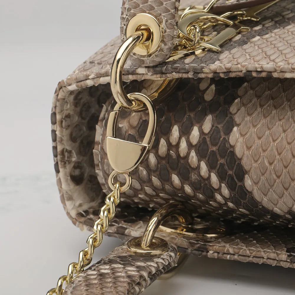 Women's Genuine Leather Snakeskin Crossbody Shoulder Bag