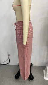Women's Plaid Drawstring Lantern Pants