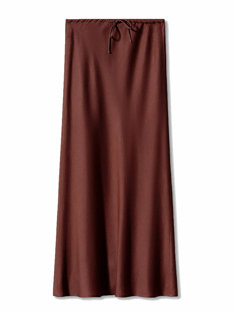 Women's Satin Maxi Skirt – Elegant Ankle-Length